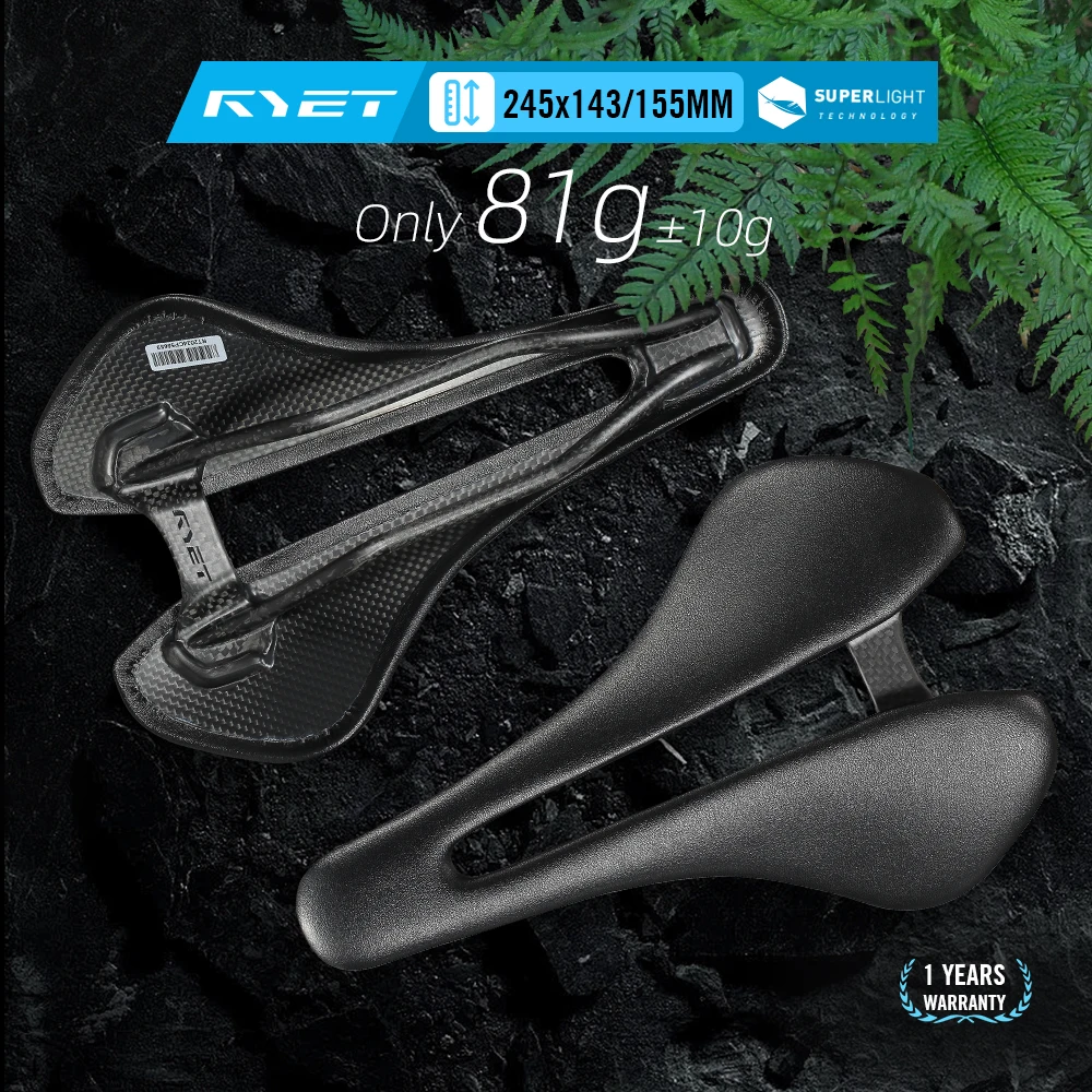 2026 RYET سرج كربون كامل خفيف 81 جرام/87 جرام ، قضيب كربون من الجلد 7 × 9 مللي متر 143/155 مللي متر لدراجة الحصى MTB على الطريق