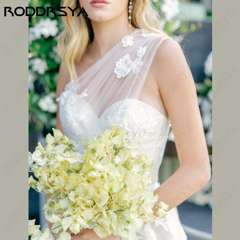 RODDRSYA-Robe de mariée trapèze en tulle et dentelle, style bohème, sans bretelles, dos nu, pour femmesRobe de mariée trapèze en tulle et dentelle, style bohème, sans bretelles, dos nu, pour femmesRobe de mariée trapèz