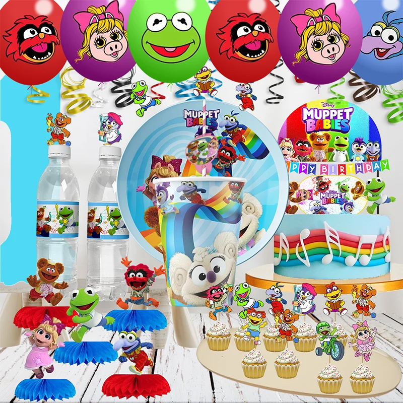 disney MUPPET BABIES  Theme DIY Birthday Party Disposable Tableware water bottle label balloon cake decoration baby bath supplie