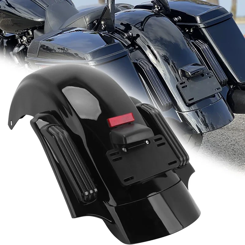 

Motorcycle LED Rear Fender Fascia System with License Plate Light For Harley Touring CVO Street Glide Special Road King 14-23