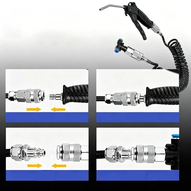 T21C Industrial High-Pressure Air Duster Gun Kit-Pneumatic 5 Meter Hose, Multiple Connectors