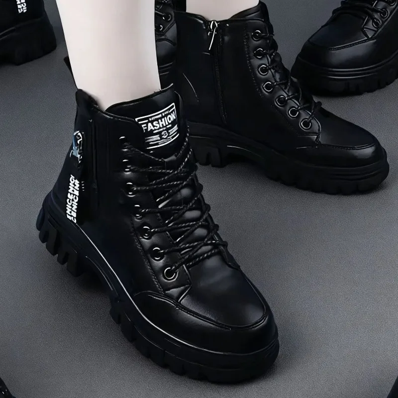 Modische Freizeitschuhe für Damen Neu 2025 Winter Warme Plus-Velours Allzweck Schwarze Stiefeletten Dickbesohlte Baumwoll-Sneaker Zapatillas – Detail 2