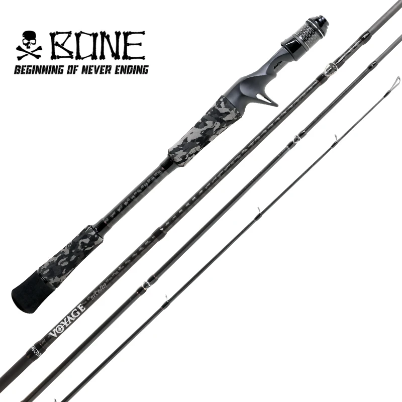 Bone Voyage 4 Piece Fishing Rod Light 136G-212G Spinning Casting FUJI Guide Portable Rod For The Travelling Angler With Pouch