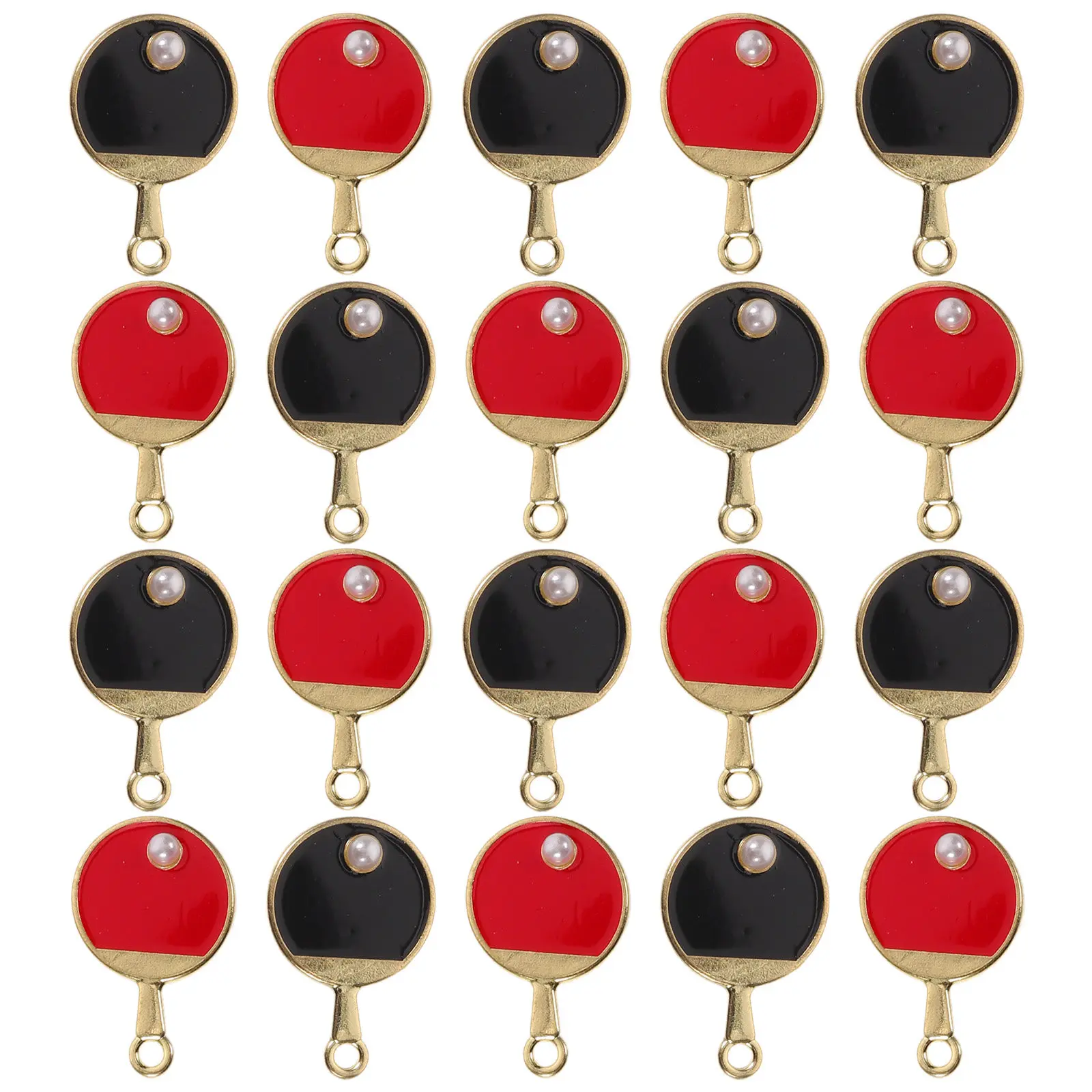 20pcs Mini Table Tennis Racket Charms – Alloy Enamel Sports Pendants for Necklace, Bracelet, Keychain & Earrings