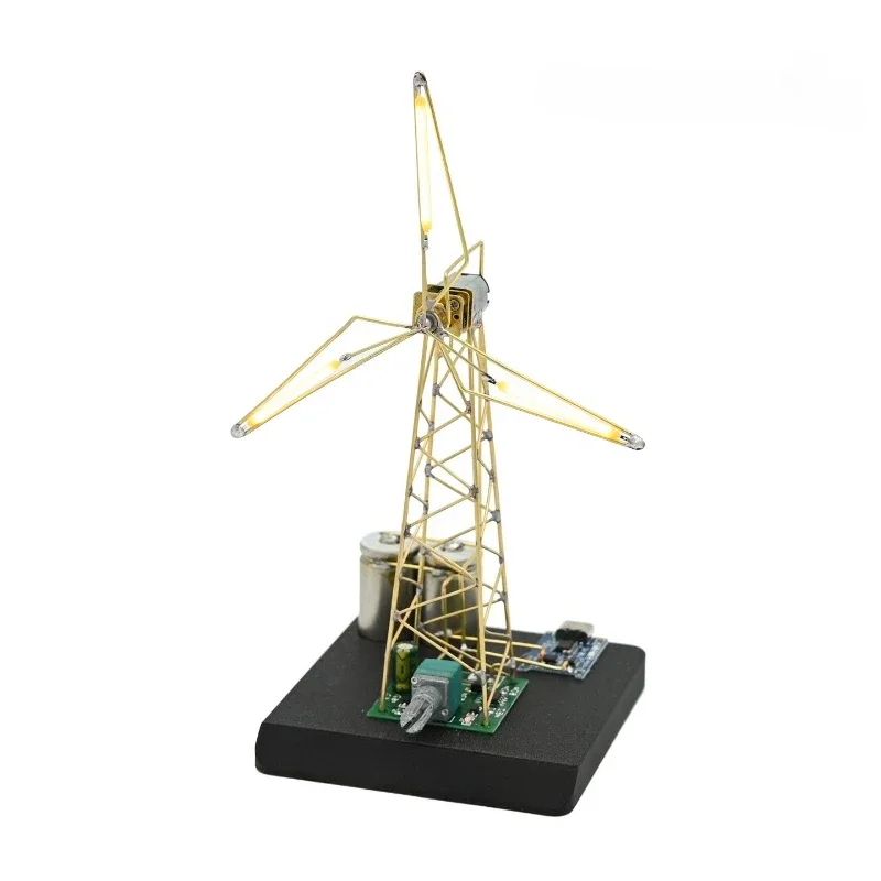 Creative handmade DIY desktop rotating windmill model night light technology gift