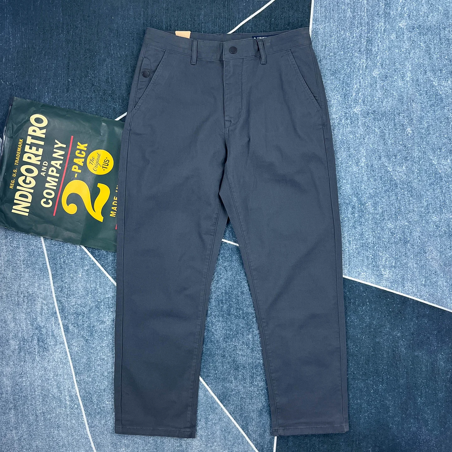 

High Quality Cotton Casual Pants for Men Autumn American Retro Straight-leg Khaki and Navy Blue Solid Color Work Cargo Pants