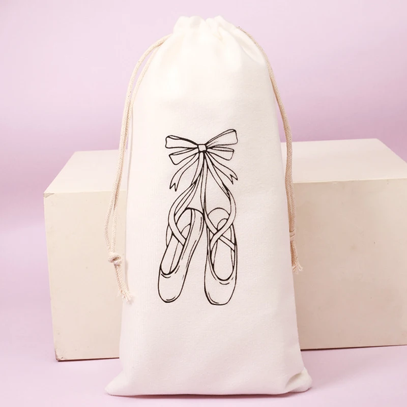 1PC Storage Bag Double Drawstring Drawstring Satin Ballet Shoe Storage Bag Creative Silk Screen Velvet Bag Satin Ballet Shoe Bag