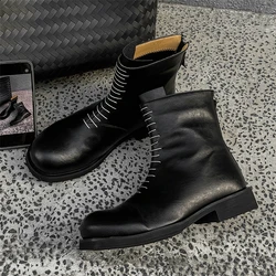 Original Design 2025 S/A New Hight Quality Street Style Black Leather Boots For Men's Hombre Teenagers Daily Party Dress Shoes
