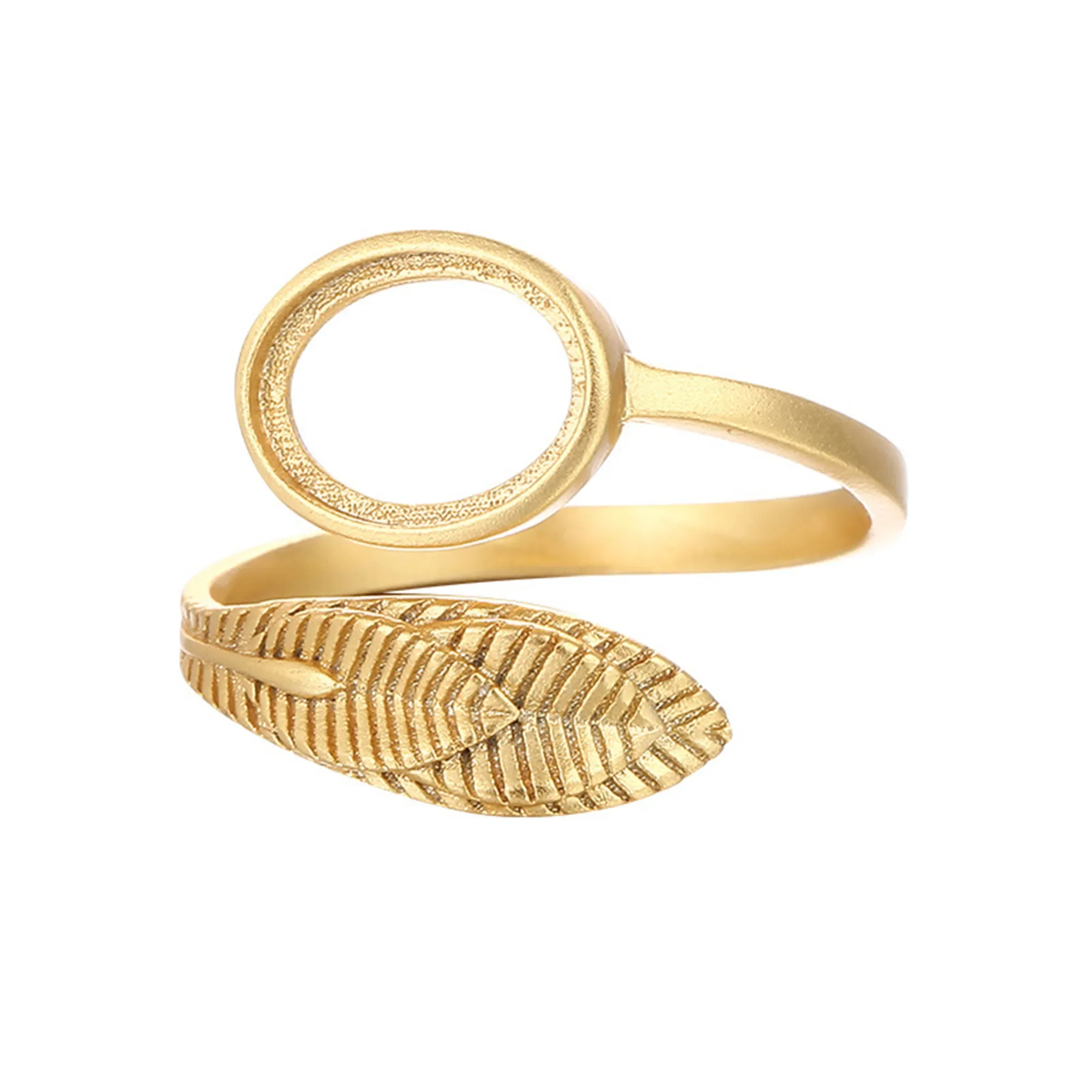 

Ring Blank for 6x8mm/7x9mm/8x10mm Oval Cabochons Feather Shape Ring Setting 925 Silver Adjustable Ring Component