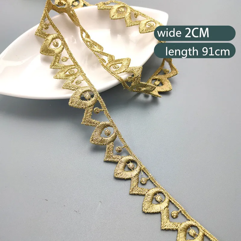 1 Yards Hollow Lolita Lace Ribbon Gold Silver Thread Embroidery Lace Trim DIY Garment Dress Sewing Accessories