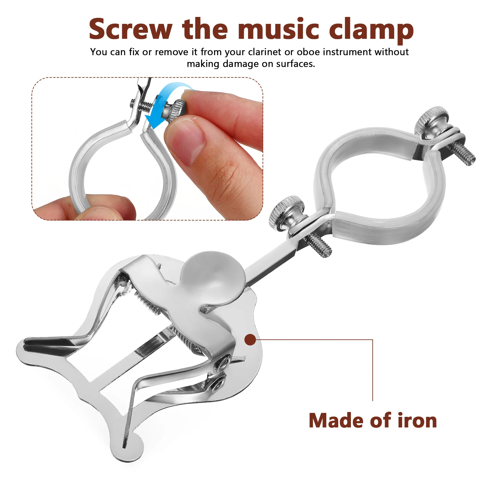 

Sheet Music Clip Instruments Accessory Clarinet Lyre Clamp Metal Oboe Bookend Holder Marching Band Iron for