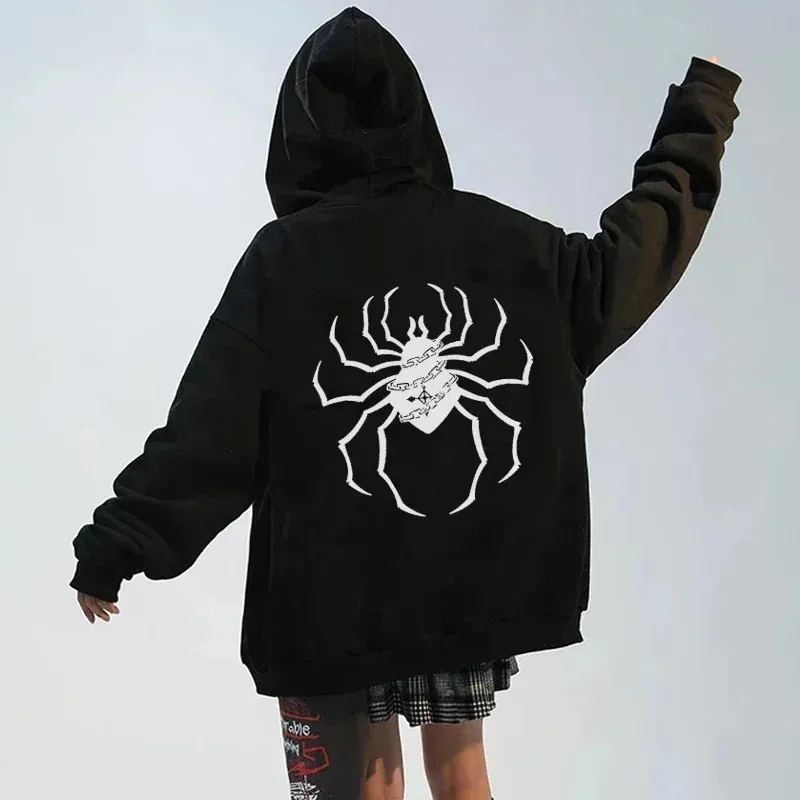Sudadera con Capucha y Cremallera con Estampado de Araña de Hunter X Hunter, Estilo Gótico Y2K, para Hombre y Mujer, Chaqueta con Cremallera, Sudadera Informal, Abrigo, Ropa Urbana