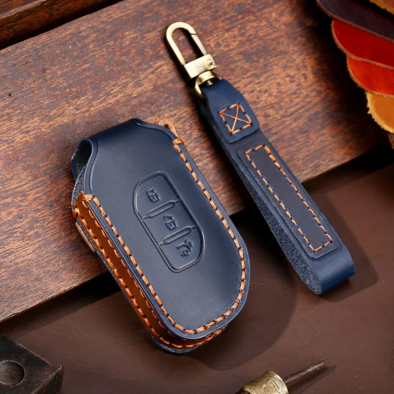 

1pc Luxury Leather Car Key Case Cover Fob Protector Keyring for Dongfeng Forthing Evo T5 2021 Keychain Holder Shell Bag