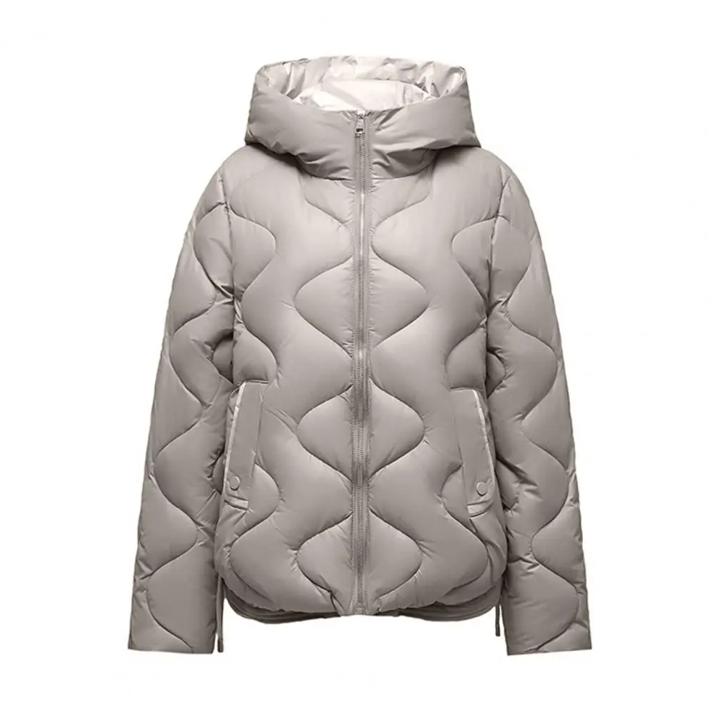 

Women Cotton Jacket Windproof Hooded Down Coat with Pockets for Winter Outerwear