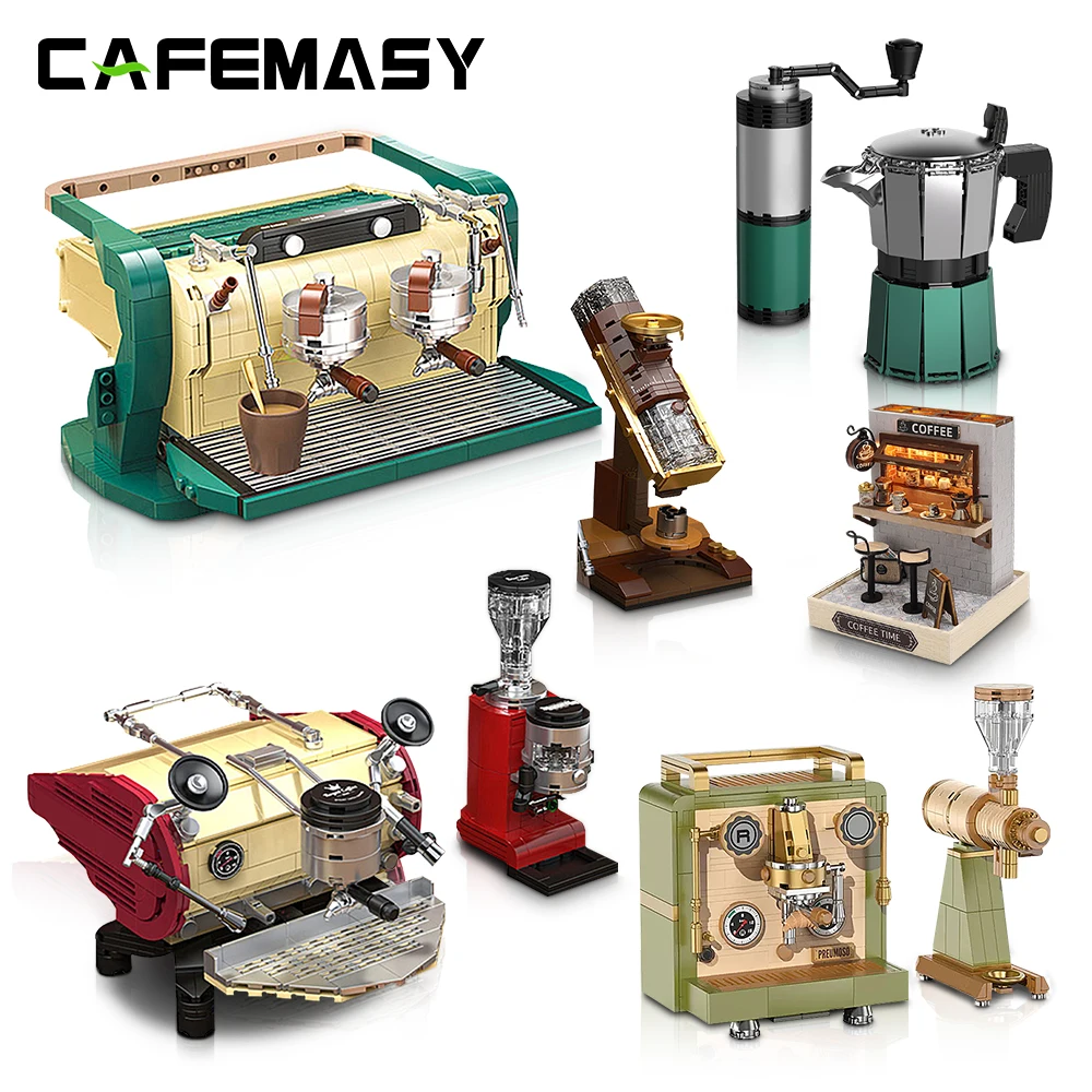 

CAFEMASY Classic Coffee Machine Building Blocks Creative Retro Mini Coffee Blocks Bricks For Coffee Lovers and Children Gifts