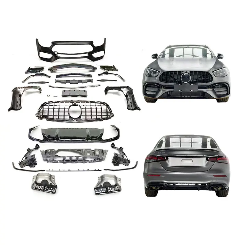 

STLF21y E W213 Sport Style Car Upgrade to E63 Body Kit Auto Body Parts Accessories Front Bumper Grille Rear Lip for Mercedes E C