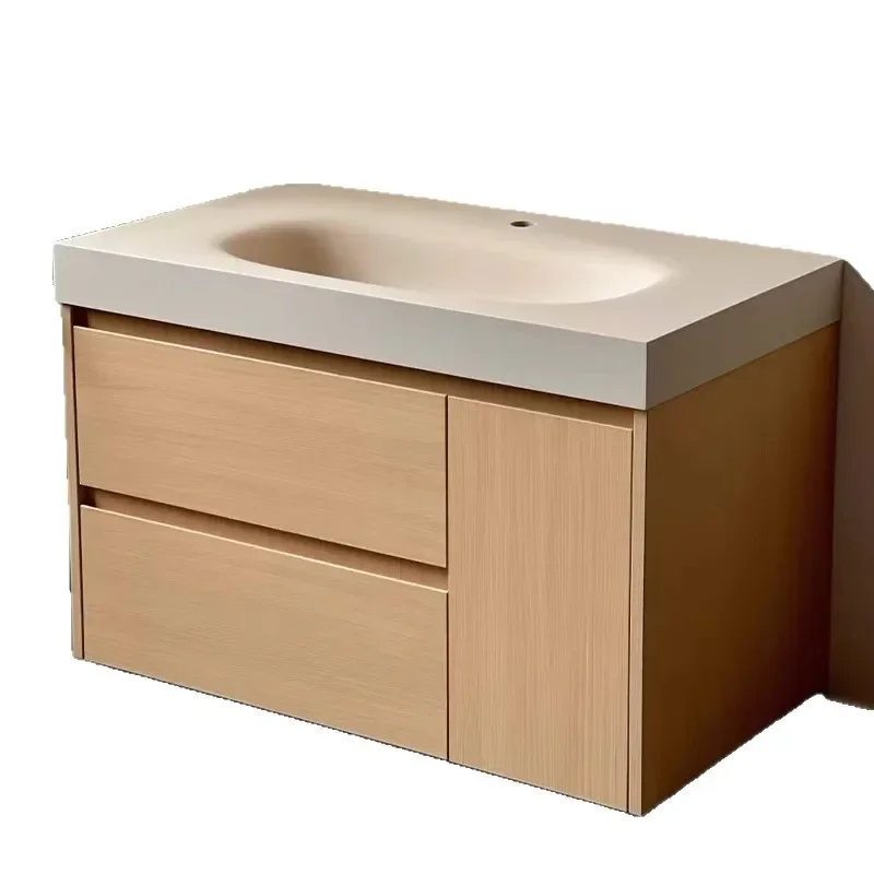 

Log medium and ancient style integrated basin, small household bathroom cabinet combination, bathroom sink washbasin cabinet