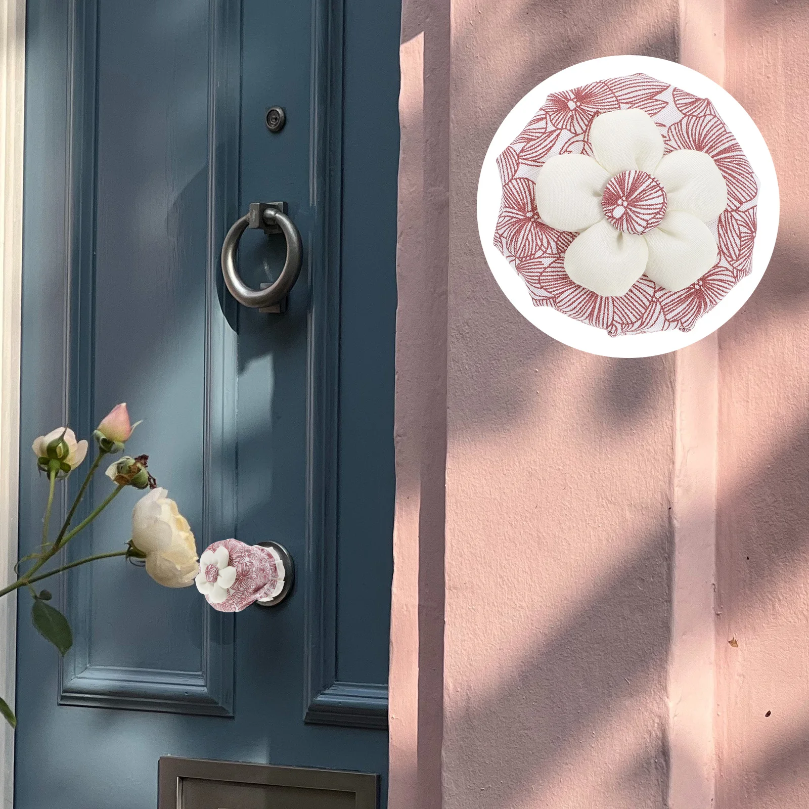 

2pcs Round Door Handle Covers Cozy Cotton Winter Anti-Freeze Soft Comfortable Child Proof Door Knob Protector For Home Wall