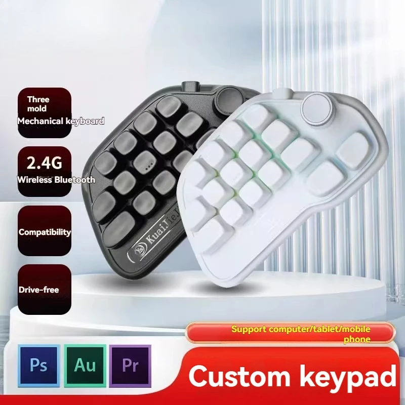 

17 Key Wireless Keypad Mini Tri-mode Mechanical Device Compatible Programmable Mechanical Keyboard Customized Accessories Gift