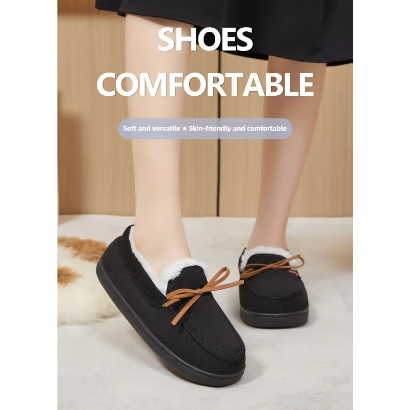 Women's winter new  with plush and thick cotton warm bean shoes fashionable and versatile for home wear snow  for outdoor wear