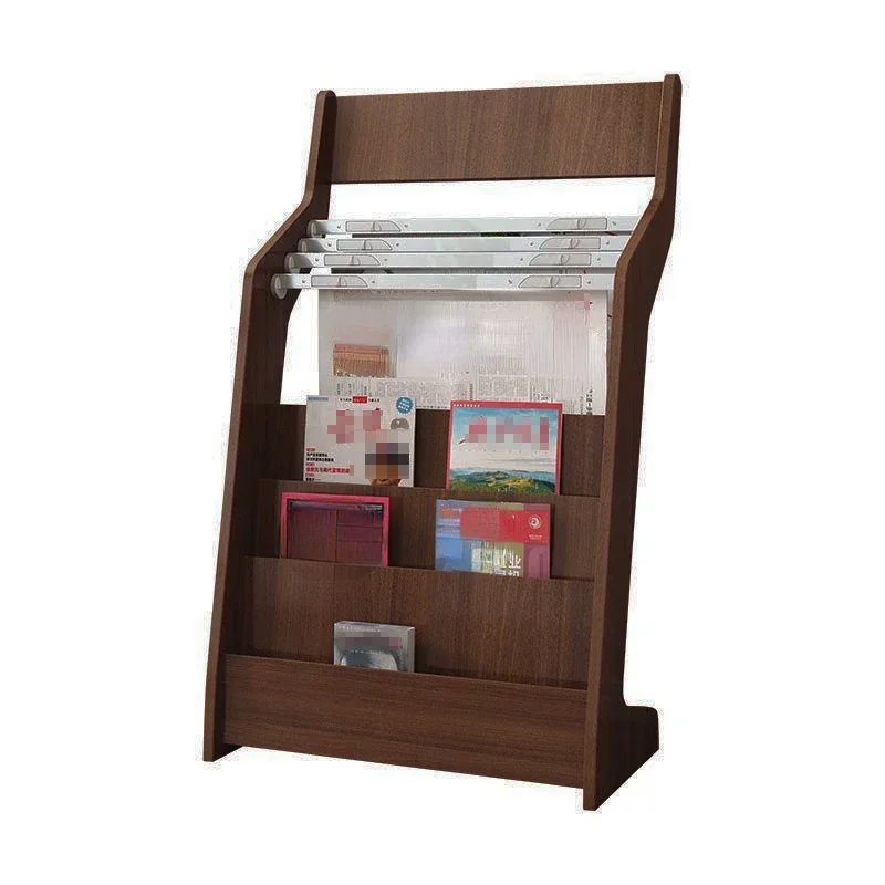 Roll up Banner the Newspaper Stand Book Shelf Wooden Document Rack Floor Newspapers Rack Magazine Rack