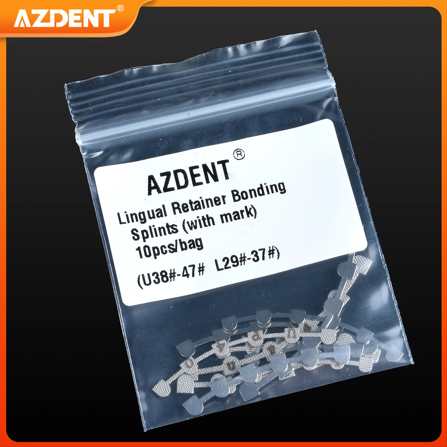 10pcs/Pack Dental Orthodontic Lingual Retainer AZDENT Bonding Splits with Laser Mark U38 # -47 #   górny L29 # -37 #   Niższy