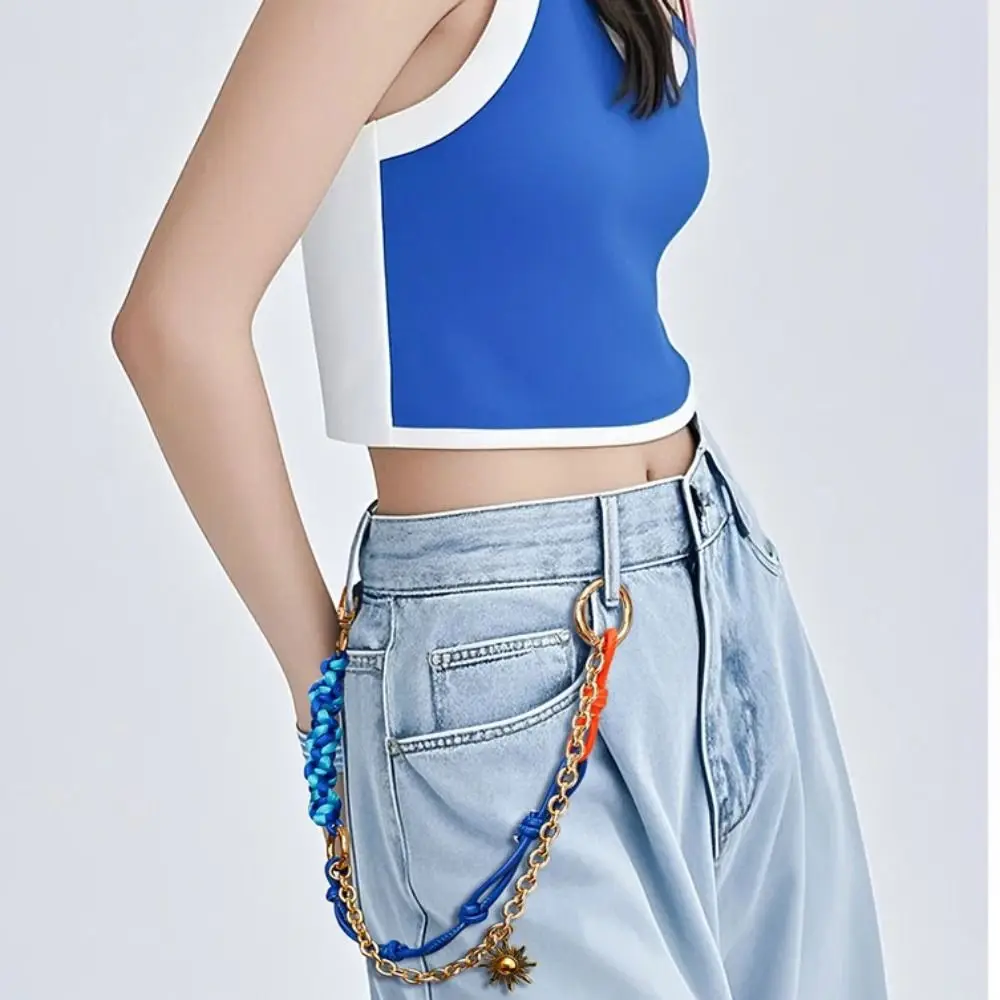 Collana fai-da-te Portachiavi con ciondolo intrecciato in corda retrò Portachiavi con ciondolo geometrico per cellulare Portachiavi per auto Ciondolo con sole Borsa con catena da uomo