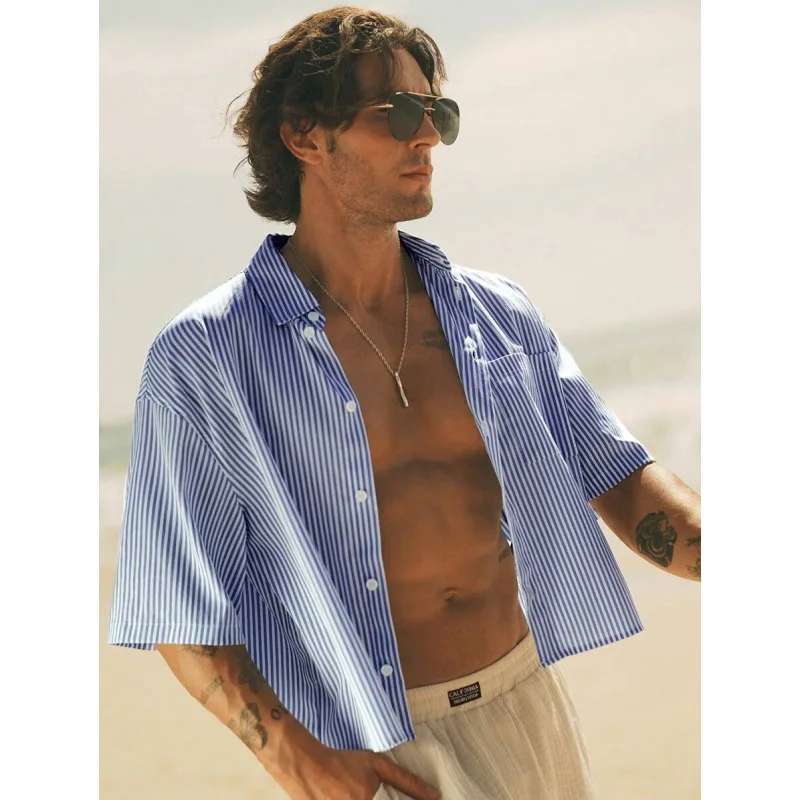 

Loose Men's Stripe SVE Shirt C 68585 Short Casual Comfortable Fit Other Style Spring Season Non-Shrinking Regular Sleeve