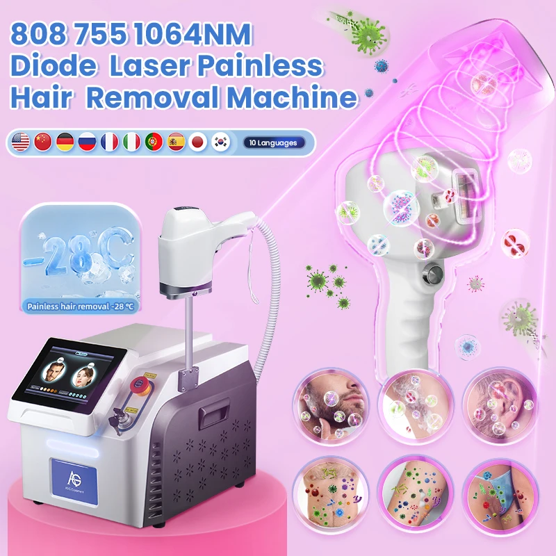 UV Disinfection function Ice Titanium Diode Laser 755 1064 808 Hair Removal Machine 4 probes ICE Platinum whold body Epilator