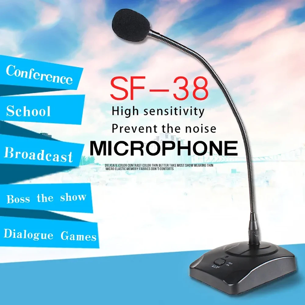 HD SF-38 Wired Gooseneck Microphone all-directional Conference Condense Mic Conference Microphones For School Live Broadcast