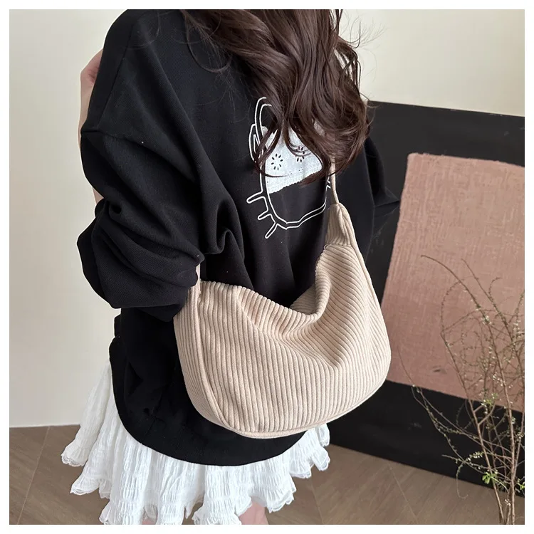 

Повседневные легкие вельветовые сумки-бродяги на плечо для женщин, простые однотонные женские сумки через плечо, модные женские дорожные сумки-тоут