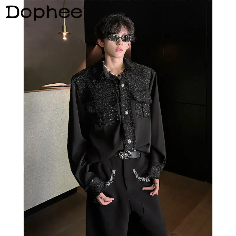 

2025 New Korean Fashion Trend High-end Feel Turn-down Collar Long Sleeve Shirt Autumn New Versatile Loose Casual Shirt for Men