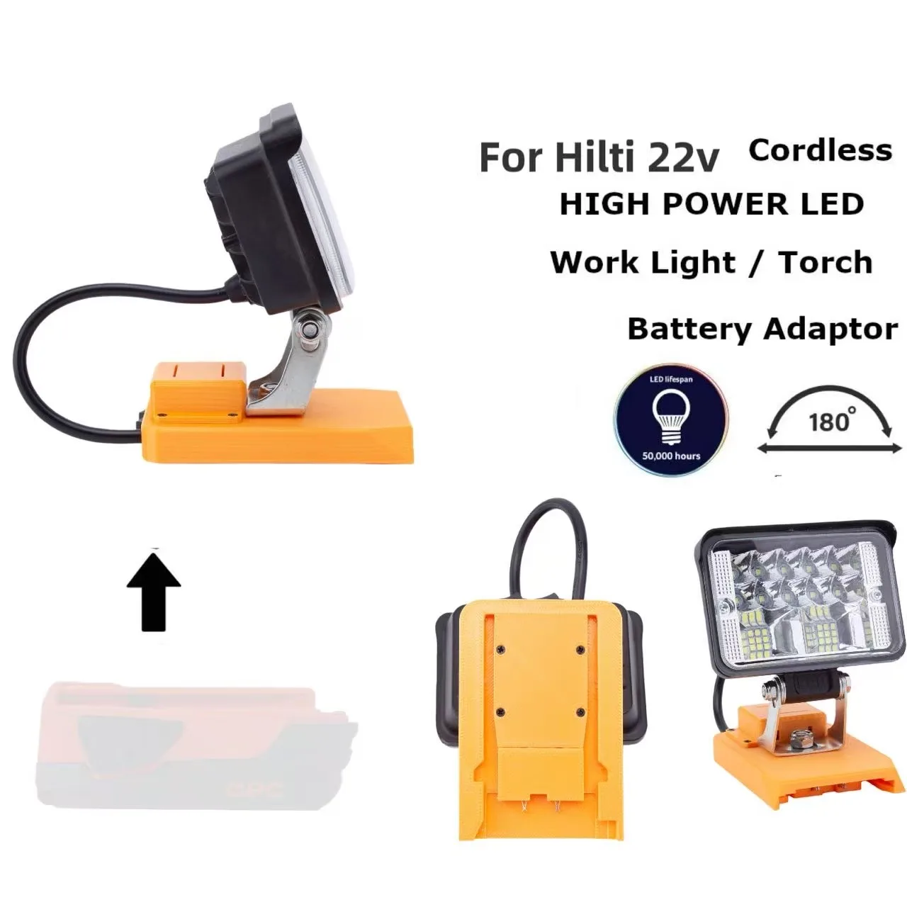 

for or Hilti B22 2.6Ah 22V Cordless LED Work Light Torch - For 22V Drill Battery