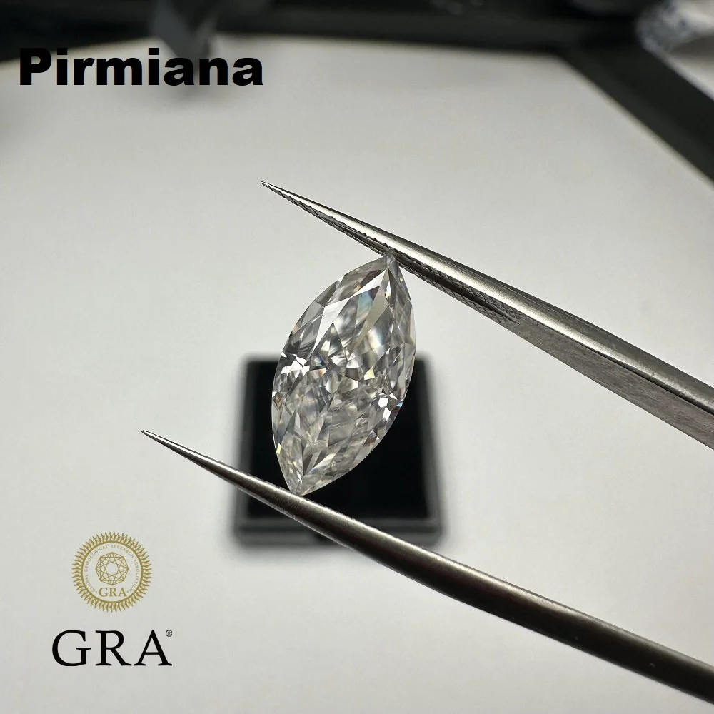 

Pirmiana Real D Color Moissanite Loose Stone Crushed Ice Cutting Marquise Shape GRA Certificate Gemstone For Jewelry Making