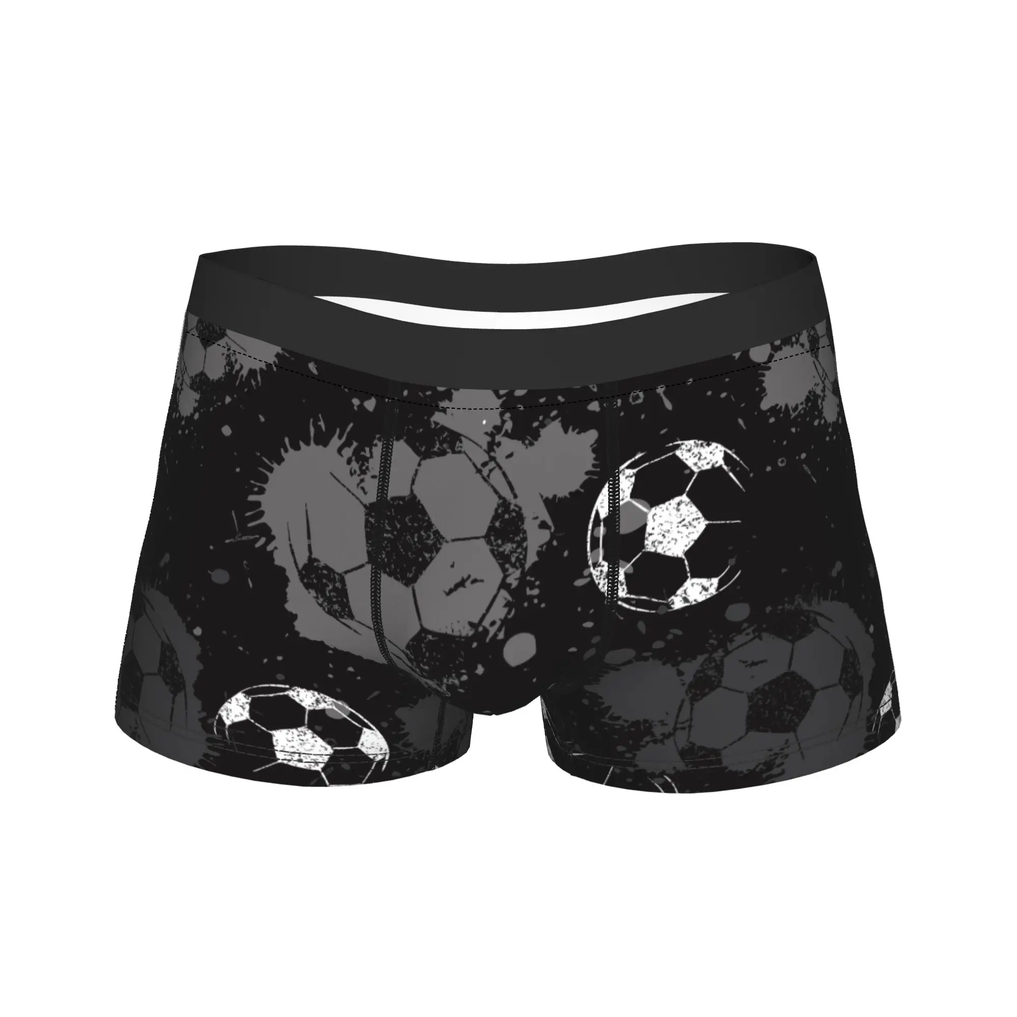 Men Cartoon Soccer Ball Football Long Underwear  Humor Boxer Briefs Shorts Panties Male Mid Waist Underpants M-XXL