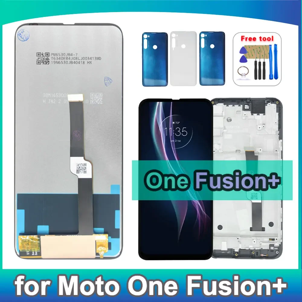 Pantalla IPS para Motorola Moto One Fusion Plus, Pantalla LCD Táctil con Digitalizador para Moto One Fusion Plus XT2067-1-2-3 + Marco