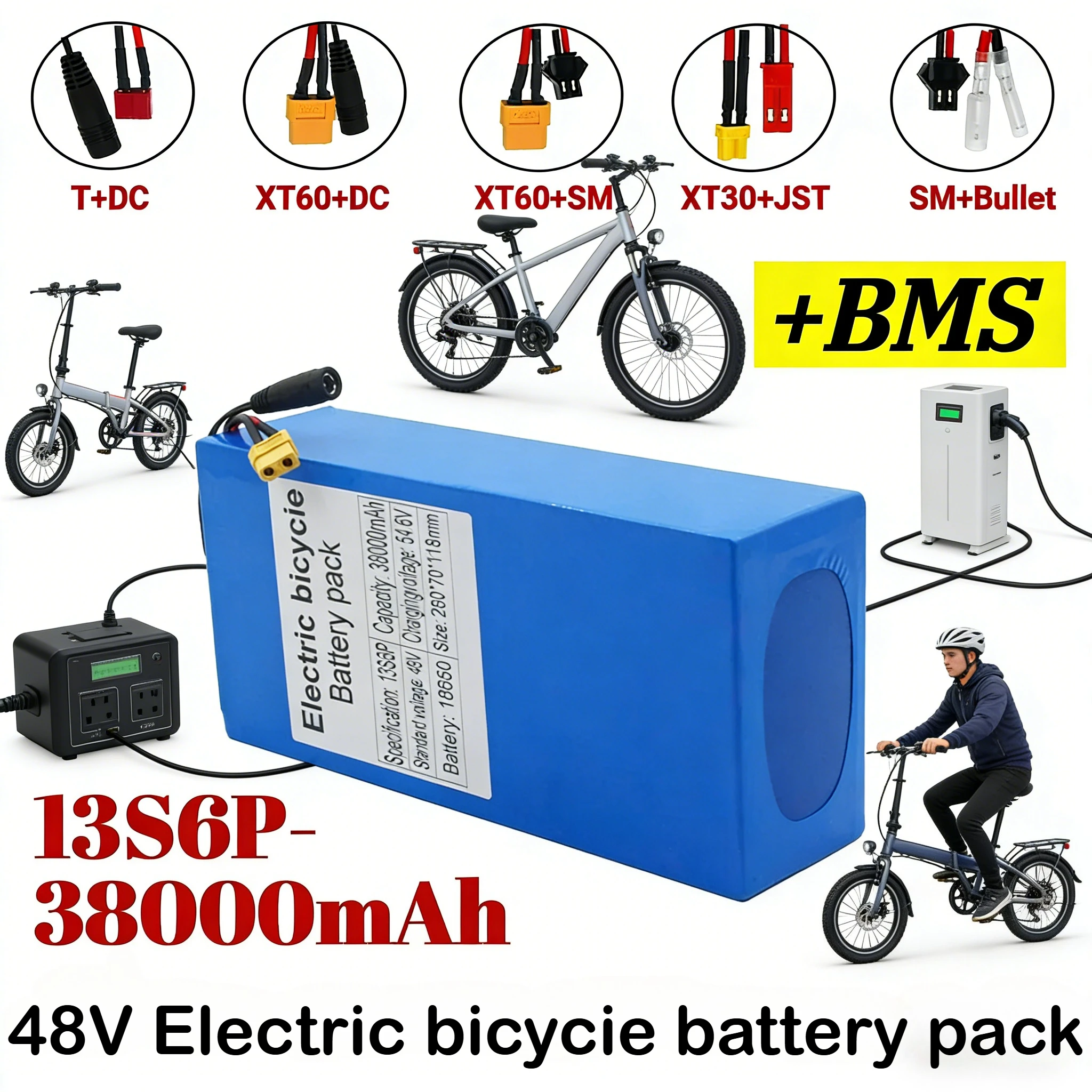 Original 48V 38ah 13s6p Lithium Battery Pack 48v 38000mAh 2000W Citycoco Motorized Scooter Batteries Built in 50A BMS++++