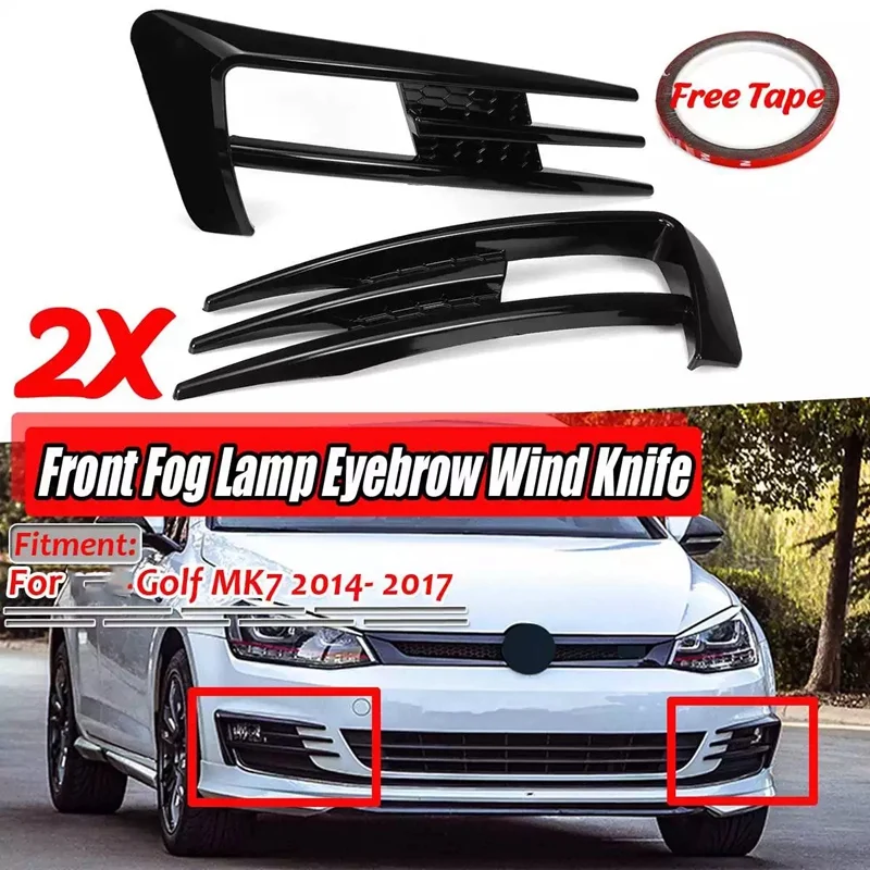 

Для Golf 7 MK7 2014-2017 противотуманная фара, крышка бампера, решетка, отделка, глянцевый черный