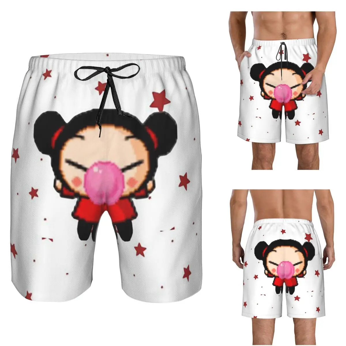 Pucca Trunks Beach Board Shorts Casual Quick Dry Swimming Summer Men Pants