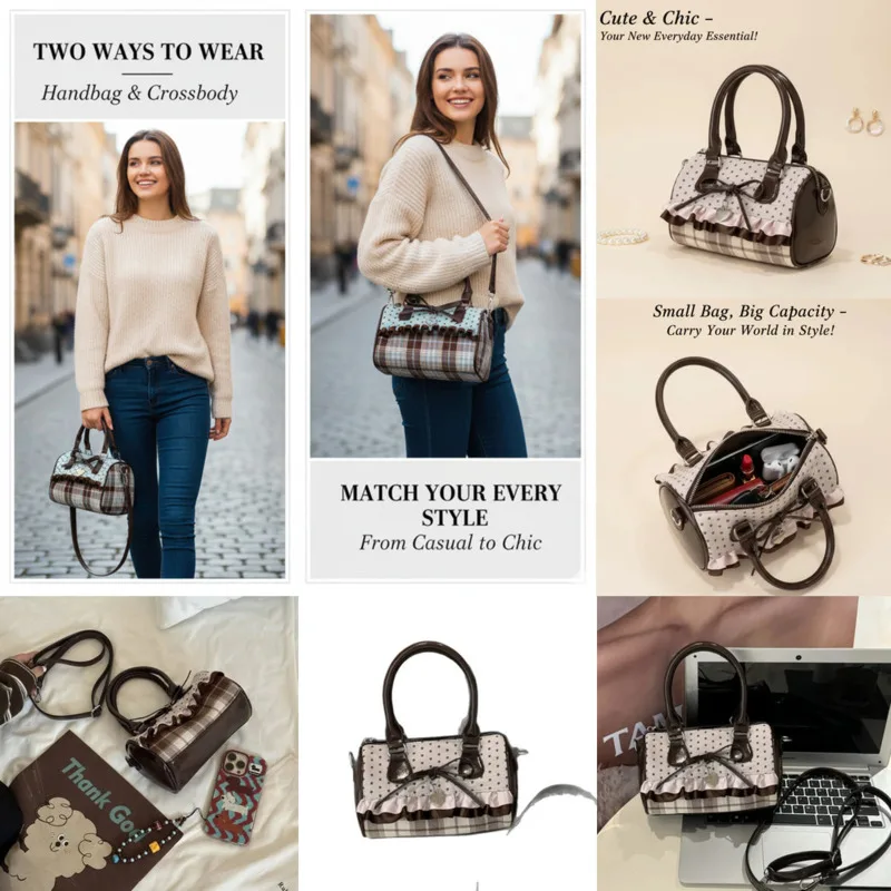 

Women’s Handbag Pink Y2K Bow Lace Tote Bag Cute Pillow High Capacity Tote Bag Autumn Winter Commuter Crossbody Shoulder Bag New