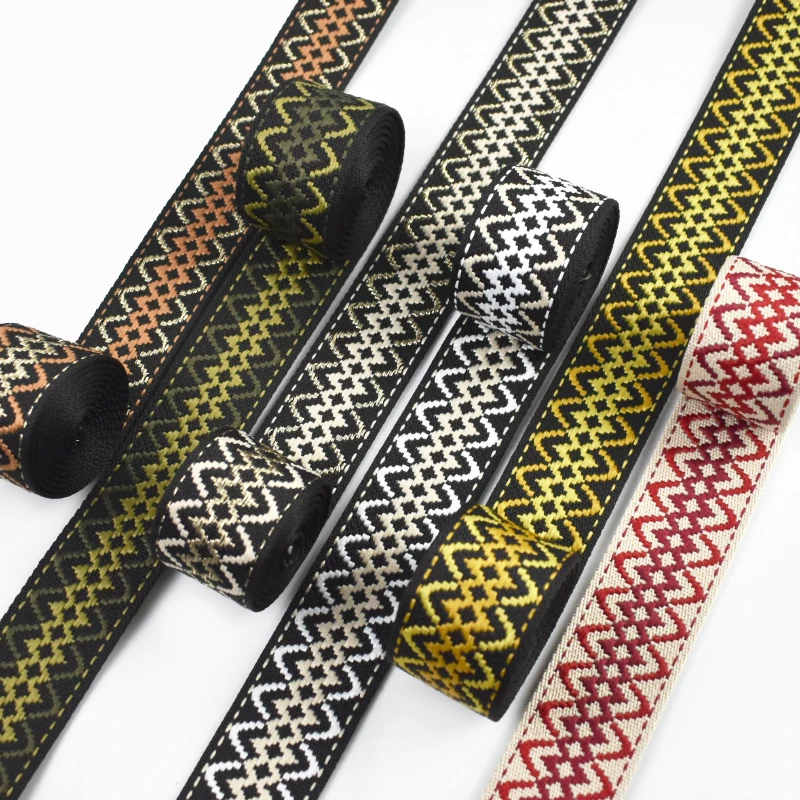 

1-10M 38mm Polyester Webbing for Crochet Bags Decorative Ribbons 1.7mm Thick Jacquard Webbings Strap Sewing Belt Bias Binding