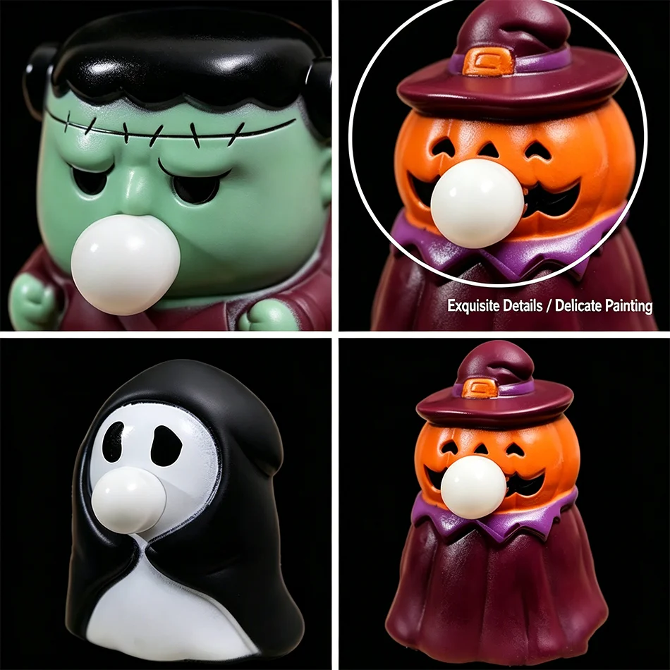 Halloween Party Favors Squishy Toys Kawaii Monster Pumpkin Ghost Action Figures, Decompression Bubble Gum Dolls Birthday Christm