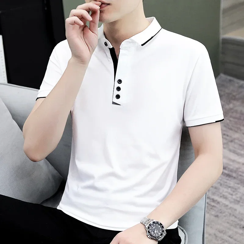 TFETTERS Summer Oversized T Shirt Men Black Solid Color Short Sleeved Office Work T-shirt Man Breathable Tshirt Homme