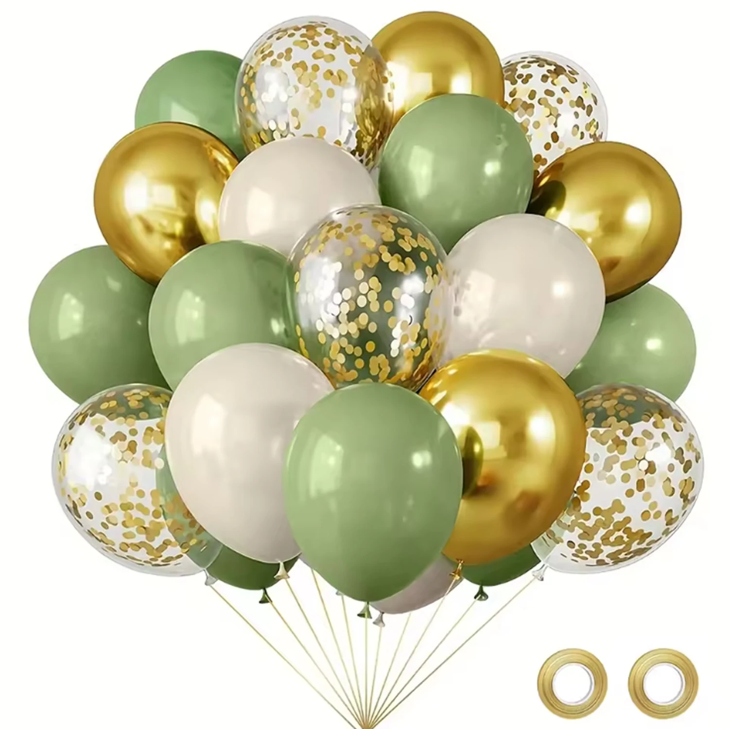 152-teiliges Ballon-Set aus grünem, sandweißem und Metall, geeignet zum Dekorieren von Hochzeiten, Geburtstage, Partys und Junggesellenabschieden