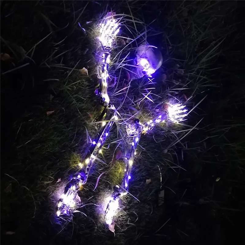 

A76X-Outdoor Halloween Skeleton Decorations Glowing Stakes For Lawn Garden Party Graveyard Bone Decoration