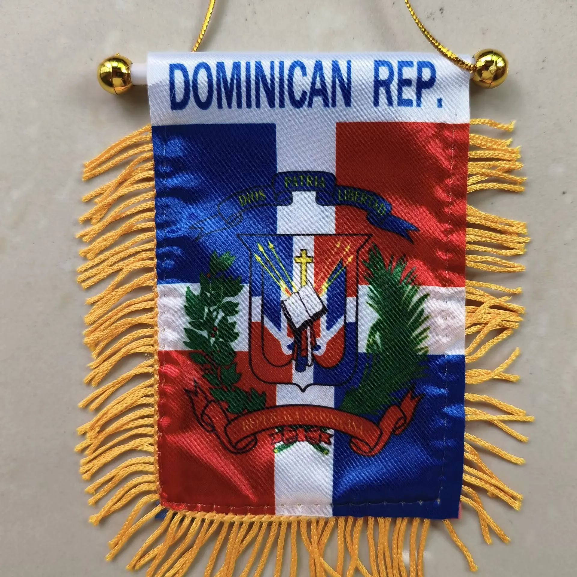 Aerxemrbrae 8*12cm Car Window Decoration Dominican Republic Hanging Pennant Flags Dominican Mini Pennant