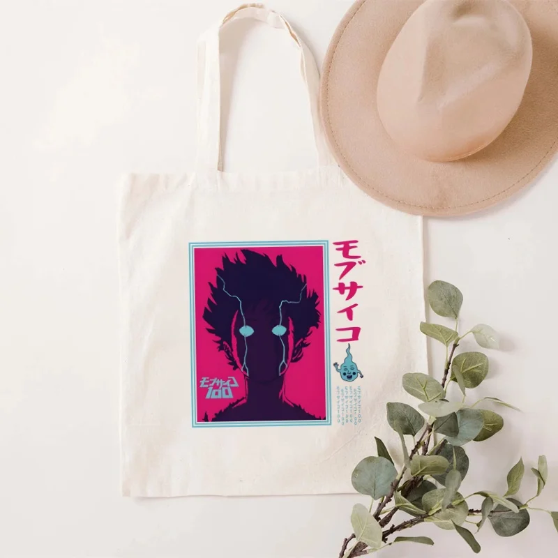 Mob Psycho 100 Shigeo Kageyama One Anime Manga Canvas Women College Handbags Tote Bag Large Casual Fashion Shoulder Bags