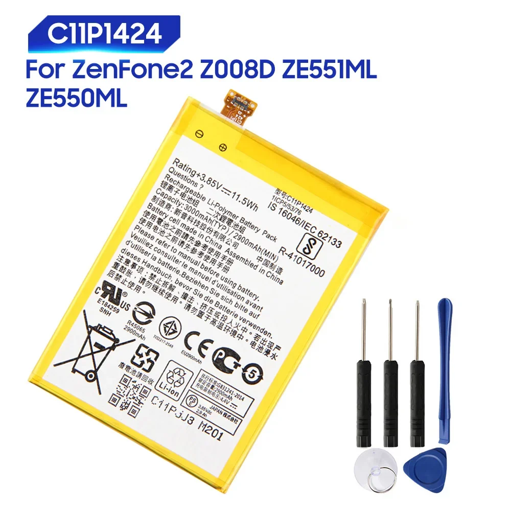 Battery For ASUS ZenFone2 ZE551ML ZE550ML Z00ADB Z00AD C11P1424 Phone Batteries 3000mAh
