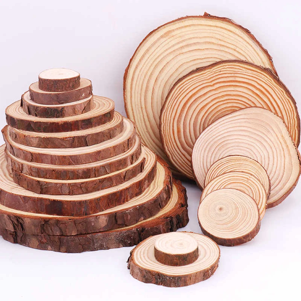 3/5/10Pcs Natural Pine Circular Wood Chips Dia 30/40/50/60-160mm With Bark Circular Wooden Plate DIY Crafts Thickness 5/10/15mm