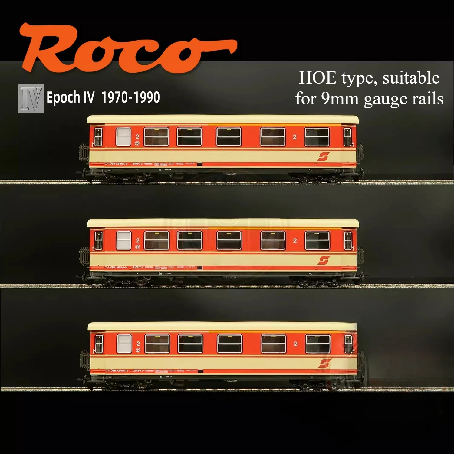 

ROCO HOE 1/87 Scale Model Train Four-axle Narrow-gauge Second-class Passenger Car Three-car Set Painted Carriages Boy's Toy Gift